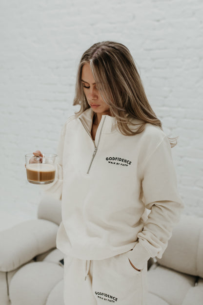 GODFIDENCE HALF ZIP BEIGE