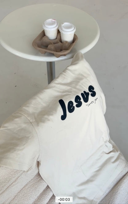 "JESUS LOVES YOU" TSHIRT BEIGE