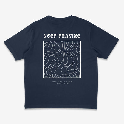 KEEP PRAYING SHIRT BLAU