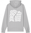 "JESUS SAVES" WAVE HOODIE GRAU